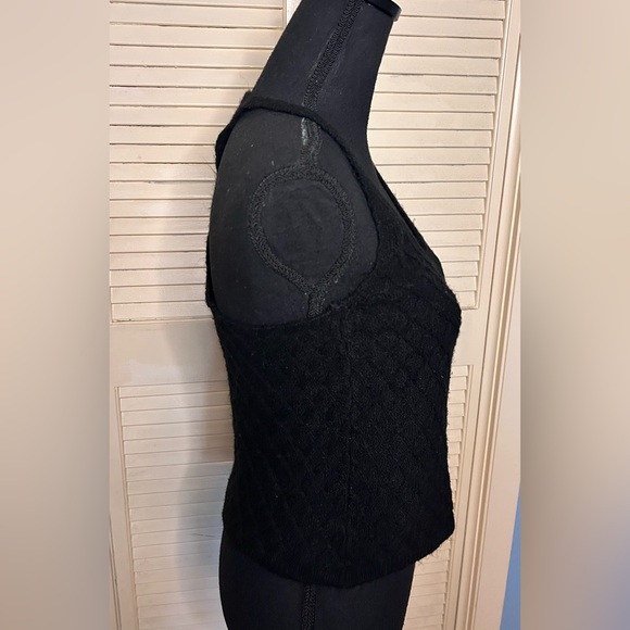 Anthropology Fenna textured knit black V neck racerback crop top size S - Picture 3 of 11